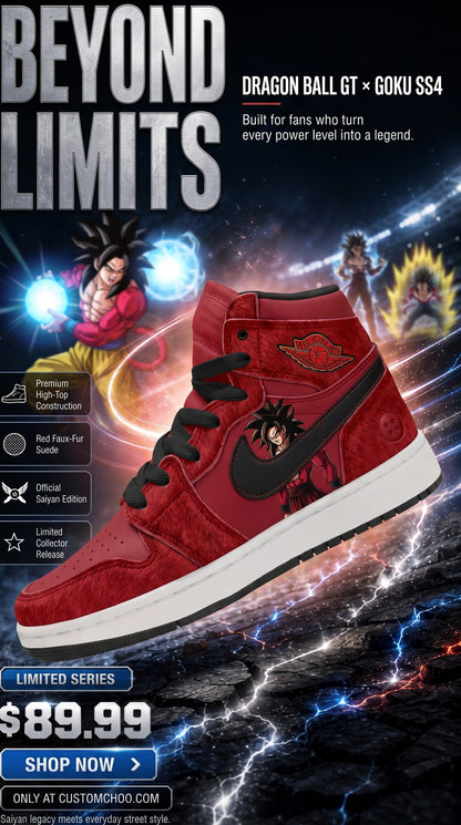 Super Saiyan 4 Son Goku Outfit Set — Hoodie, Jogger Pants & High-Top Sneakers | Red Dragon Anime Streetwear Set