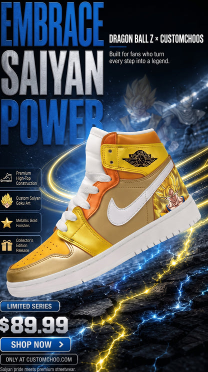 Son Goku Power Up Outfit Set — Hoodie, Jogger Pants & High-Top Sneakers | Dragon Ball Anime Streetwear Matching Set