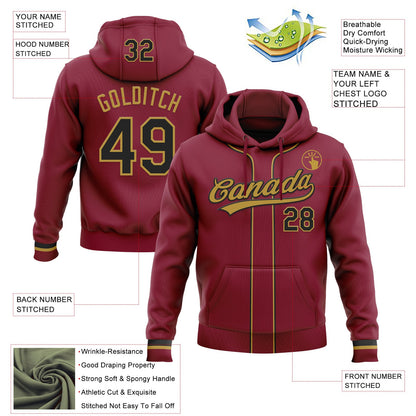 Custom Stitched Crimson Black-Old Gold Baseball Pullover Sweatshirt Hoodie