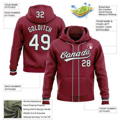 Custom Stitched Crimson White-Black Baseball Pullover Sweatshirt Hoodie