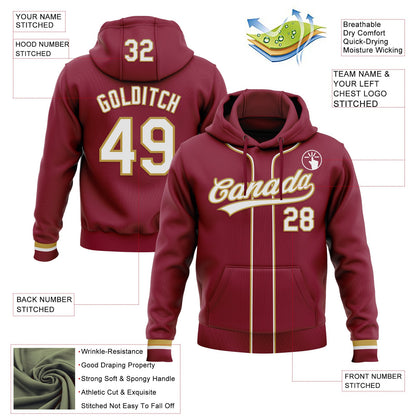 Custom Stitched Crimson White-Old Gold Baseball Pullover Sweatshirt Hoodie