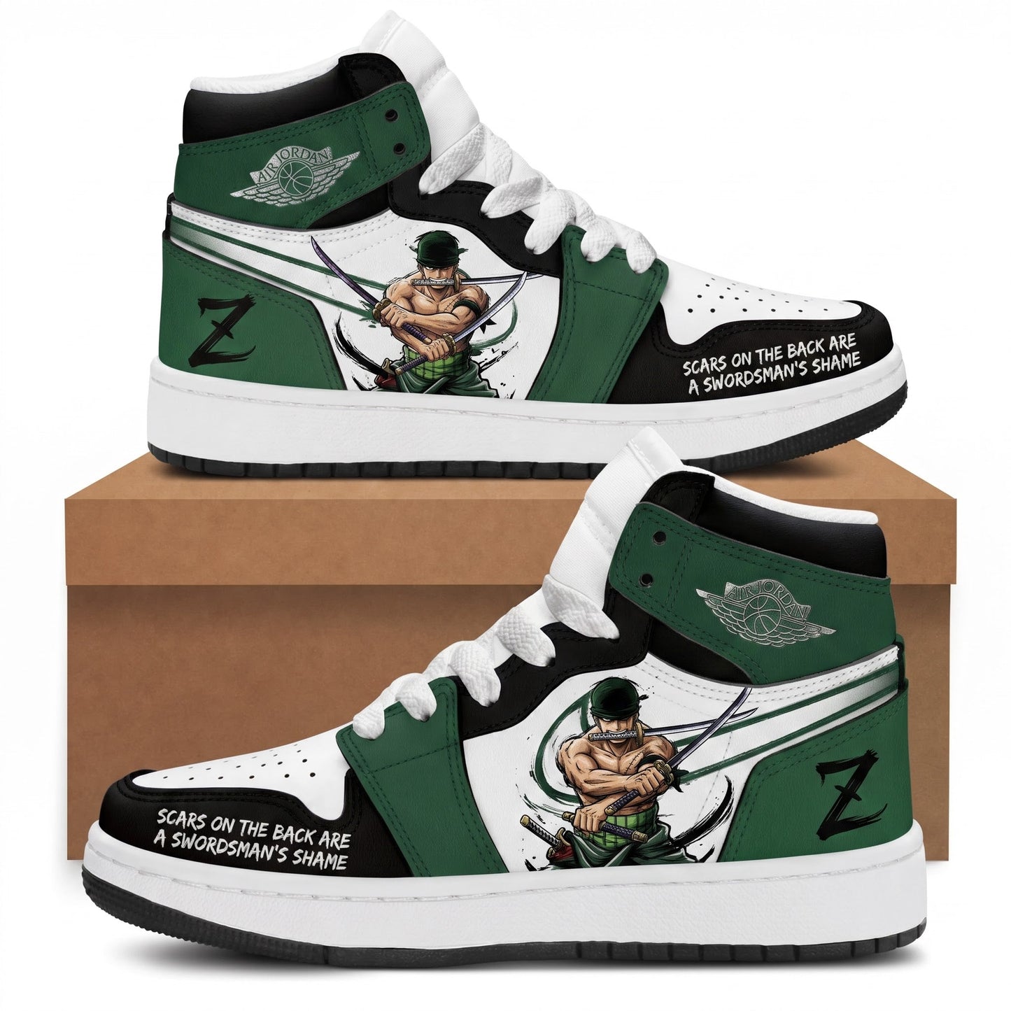 Roronoa Zoro High Top Sneakers — One Piece Inspired Fan Shoes - Custom Fan Apparel Image 6
