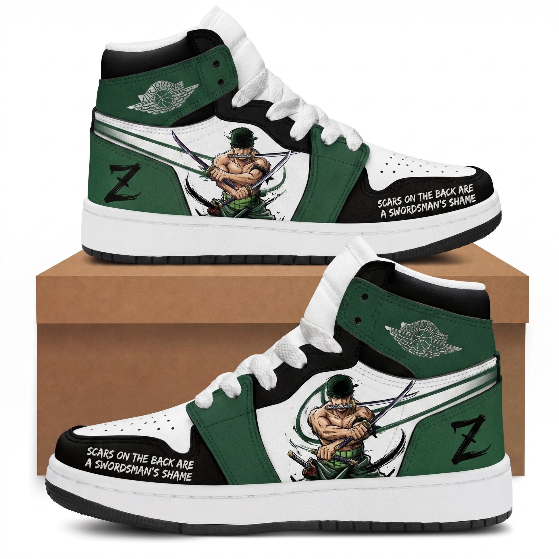 Roronoa Zoro High Top Sneakers — One Piece Inspired Fan Shoes - Custom Fan Apparel Image 6