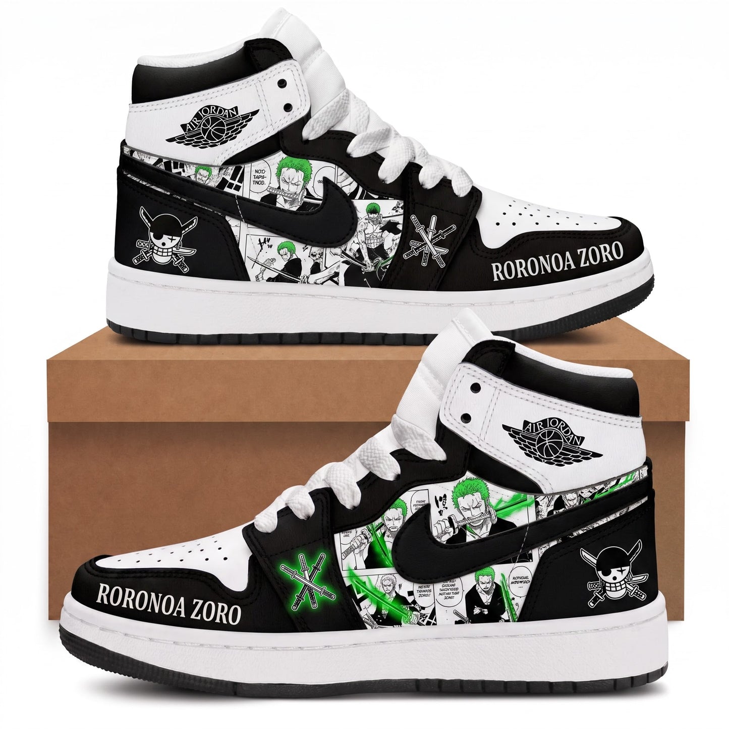 Roronoa Zoro High Top Sneakers — One Piece Inspired Fan Shoes - Custom Fan Apparel Image 4