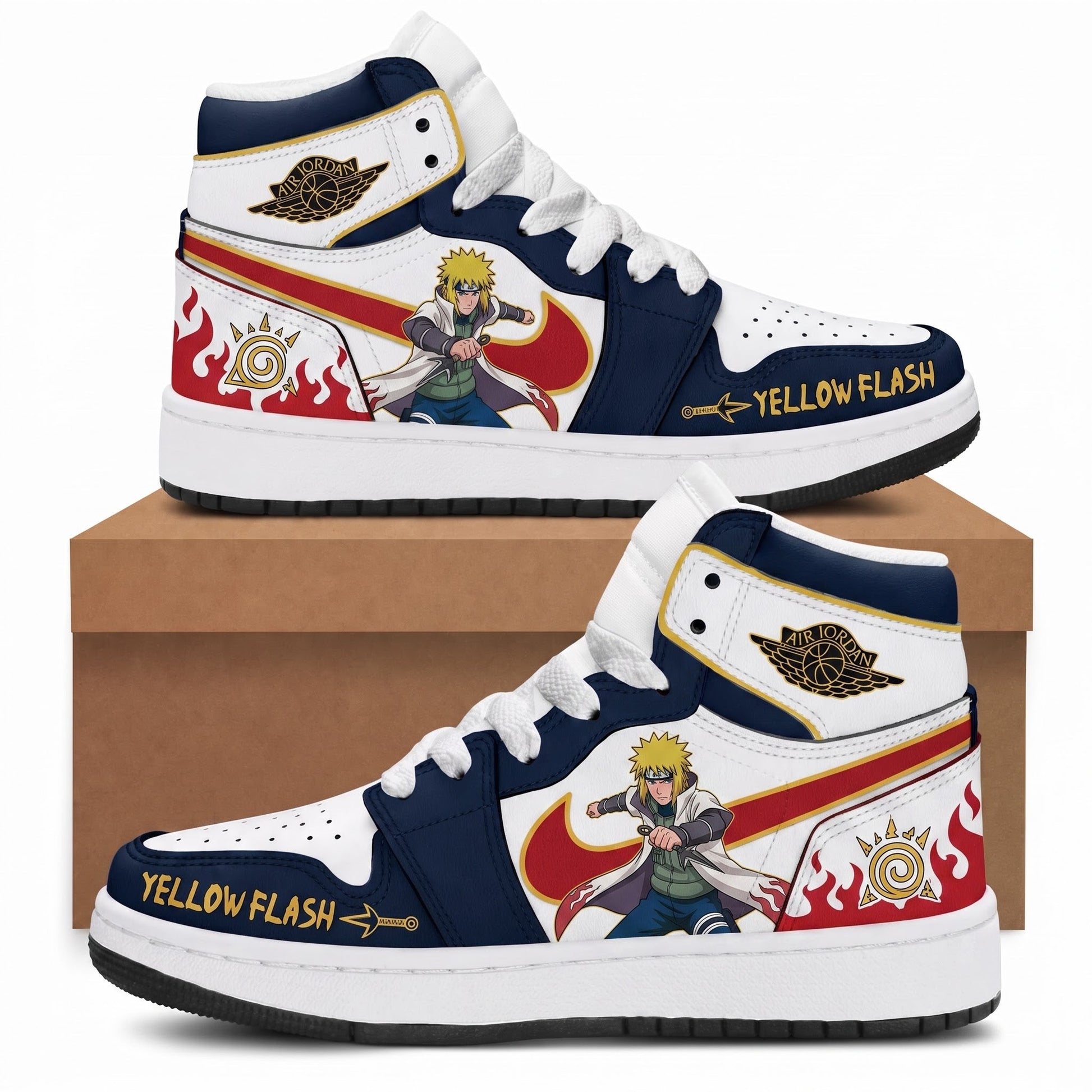 Namikaze Minato High Top Sneakers — Naruto Shippuden Inspired Fan Shoes - Custom Fan Apparel Image 2