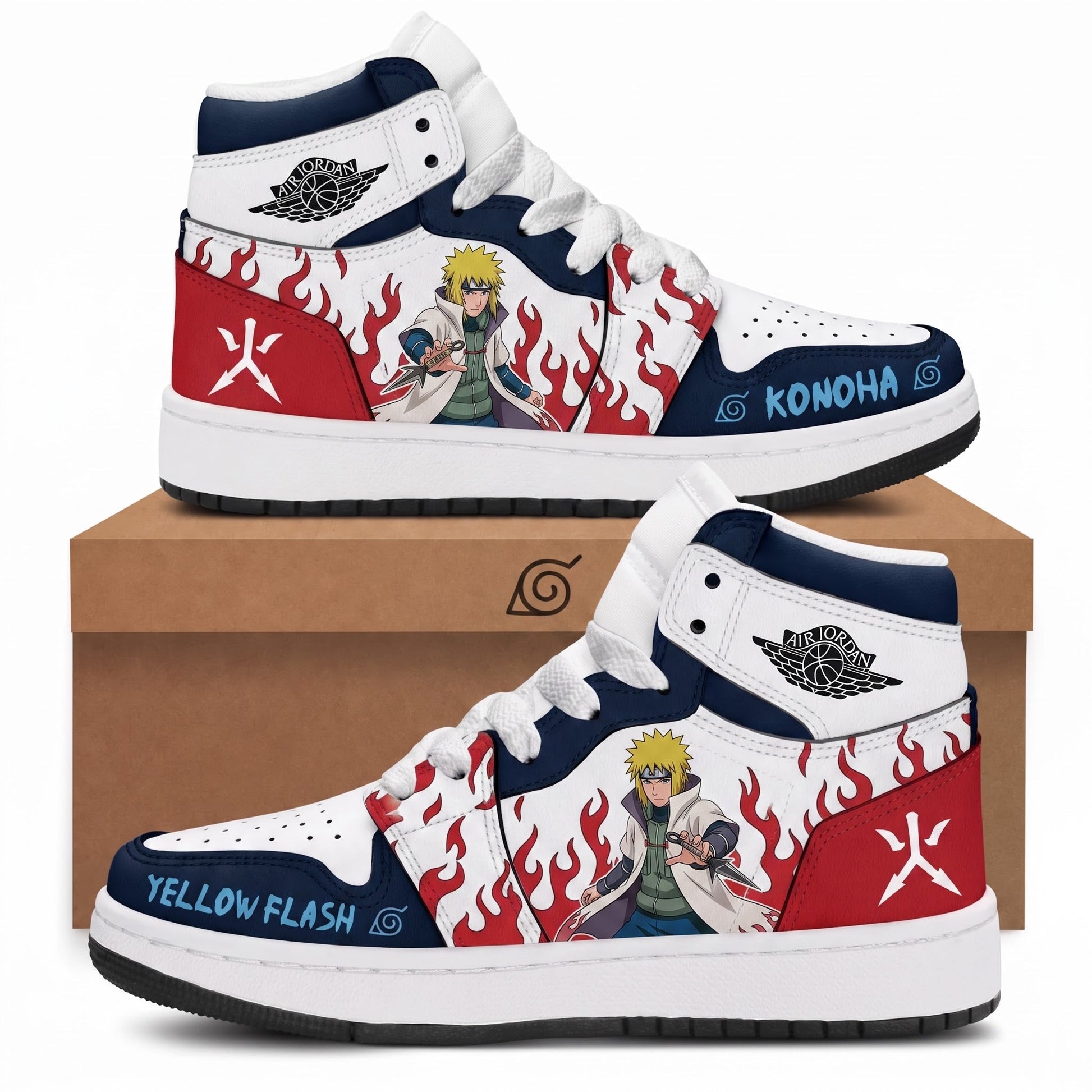 Namikaze Minato High Top Sneakers — Naruto Shippuden Inspired Fan Shoes - Custom Fan Apparel Image 1