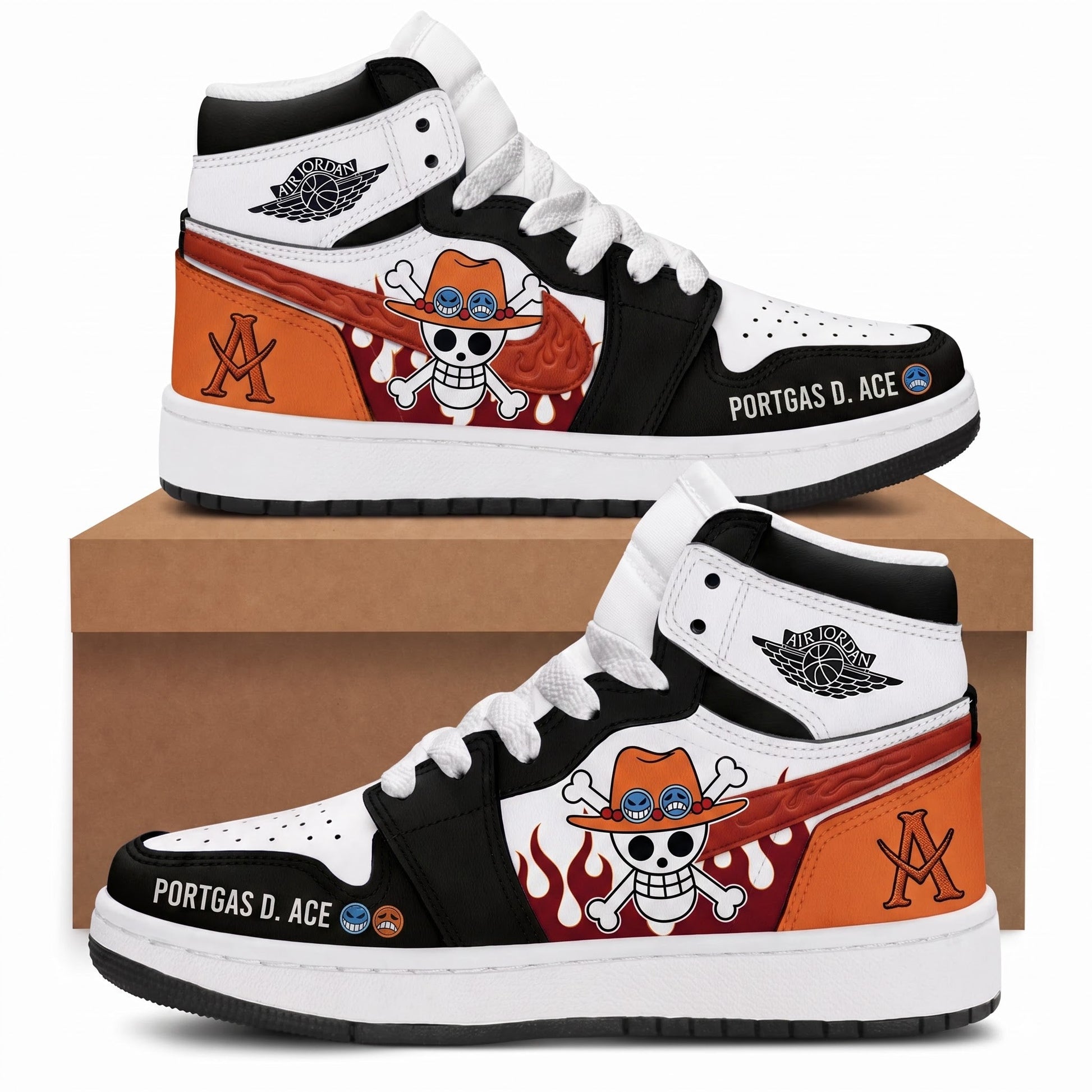 Portgas D. Ace High Top Sneakers — One Piece Inspired Fan Shoes - Custom Fan Apparel Image 3