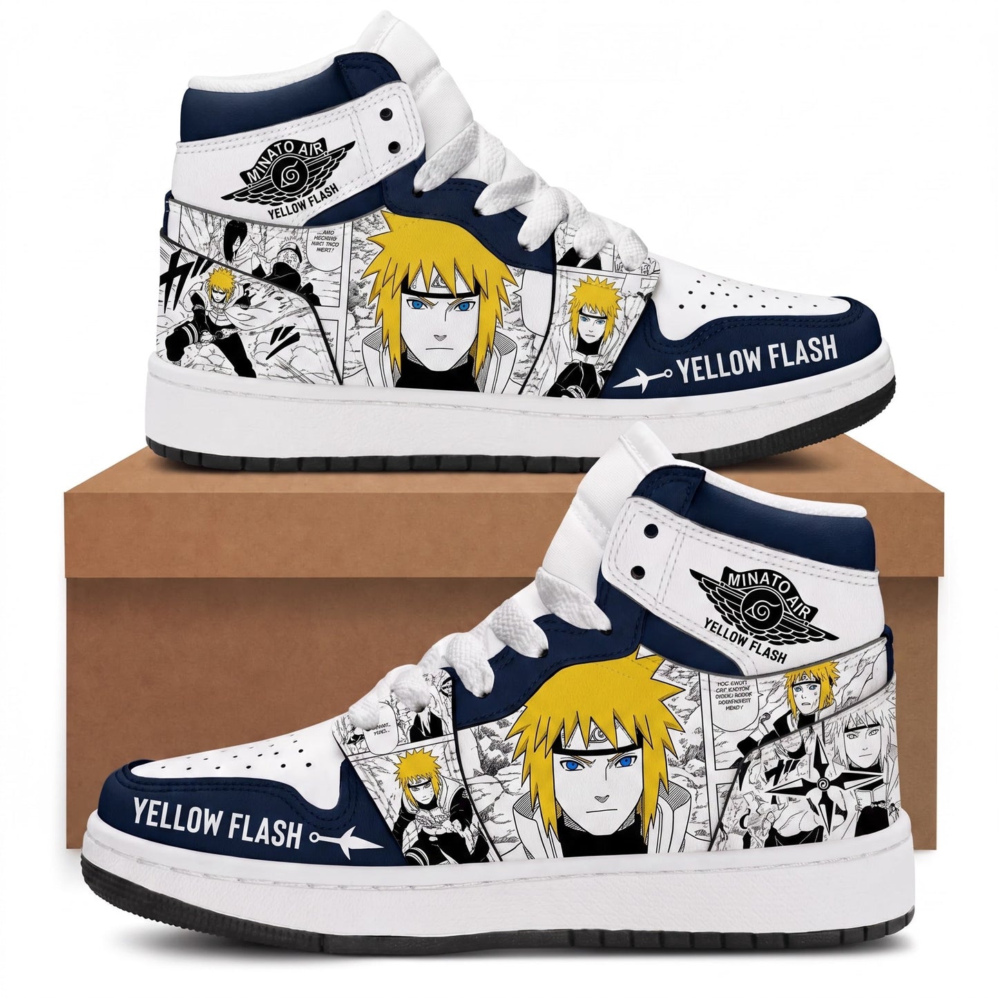 Namikaze Minato High Top Sneakers — Naruto Shippuden Inspired Fan Shoes - Custom Fan Apparel Image 4