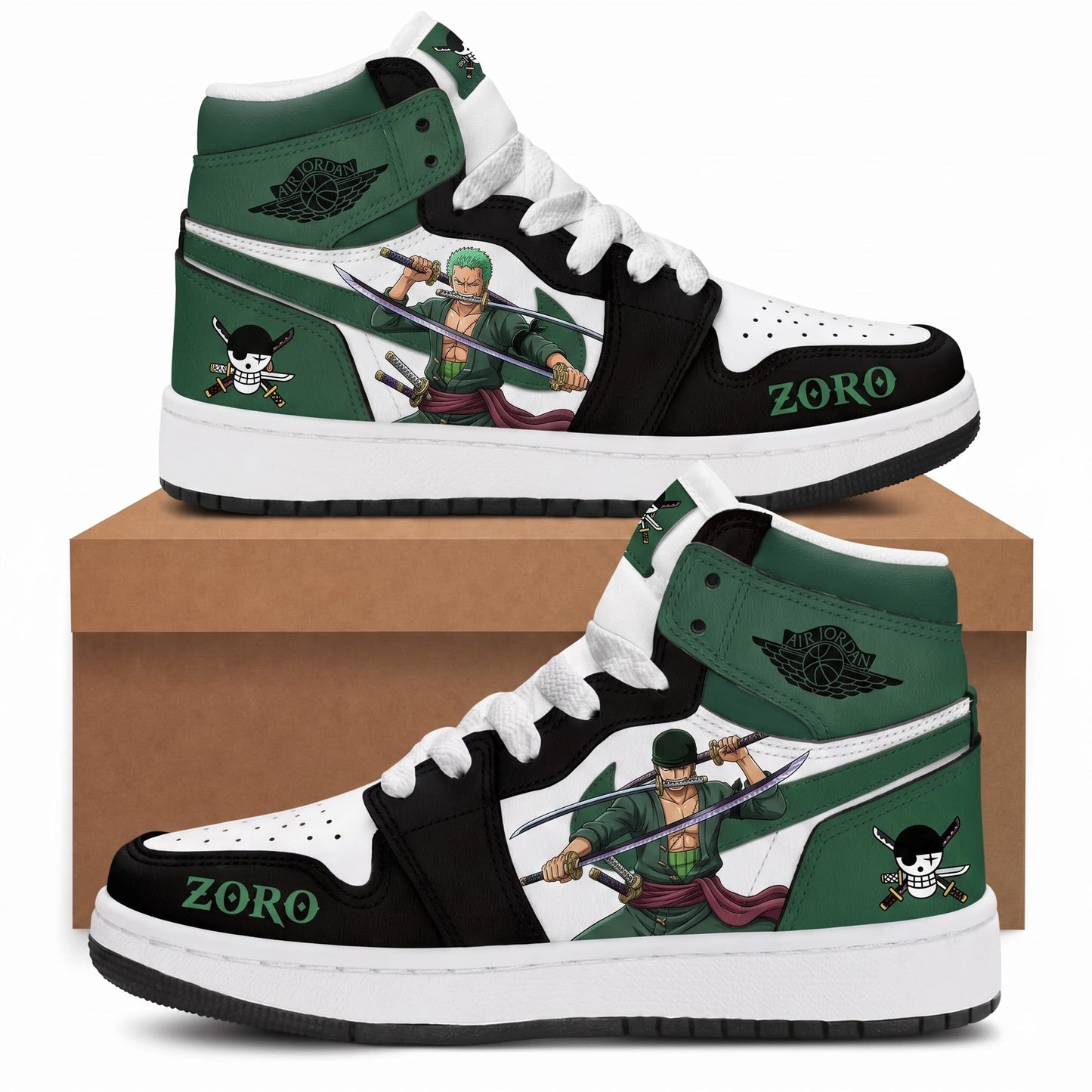 Roronoa Zoro High Top Sneakers — One Piece Inspired Fan Shoes - Custom Fan Apparel Image 2