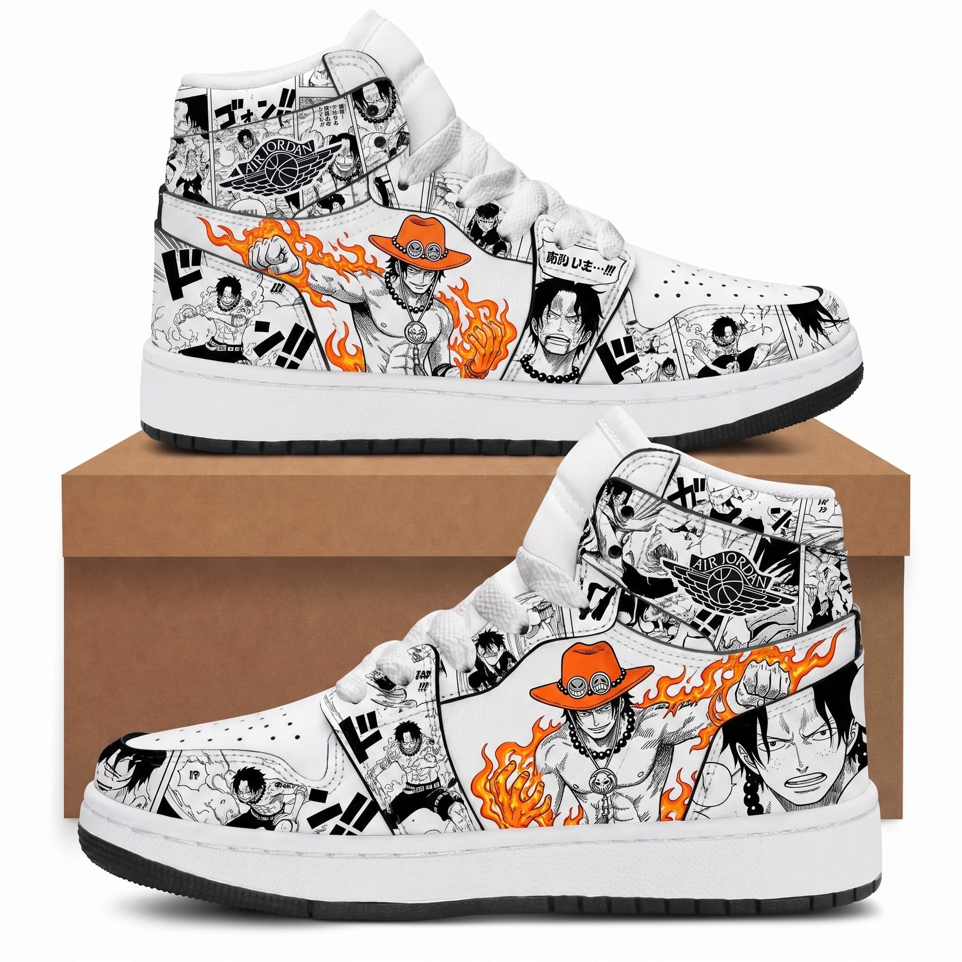 Portgas D. Ace High Top Sneakers — One Piece Inspired Fan Shoes - Custom Fan Apparel Image 4
