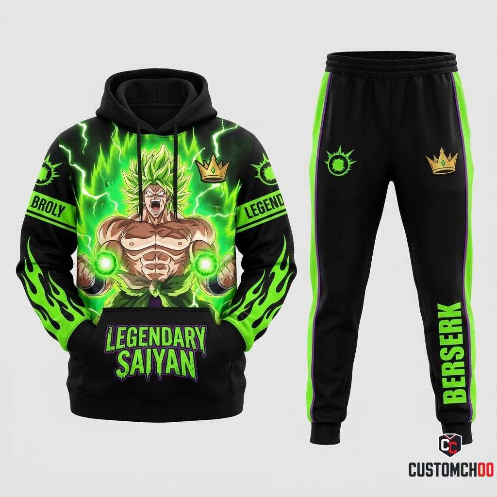 Broly Legendary Super Saiyan Anime Tracksuit Set - Hoodie & Jogger Pants - 01. Legendary Super Saiyan
