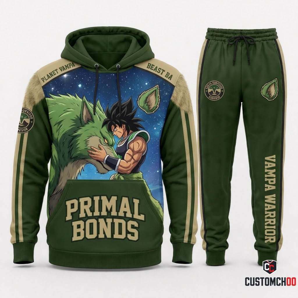 Broly Legendary Super Saiyan Anime Tracksuit Set - Hoodie & Jogger Pants - 04. Primal Ba Pelt