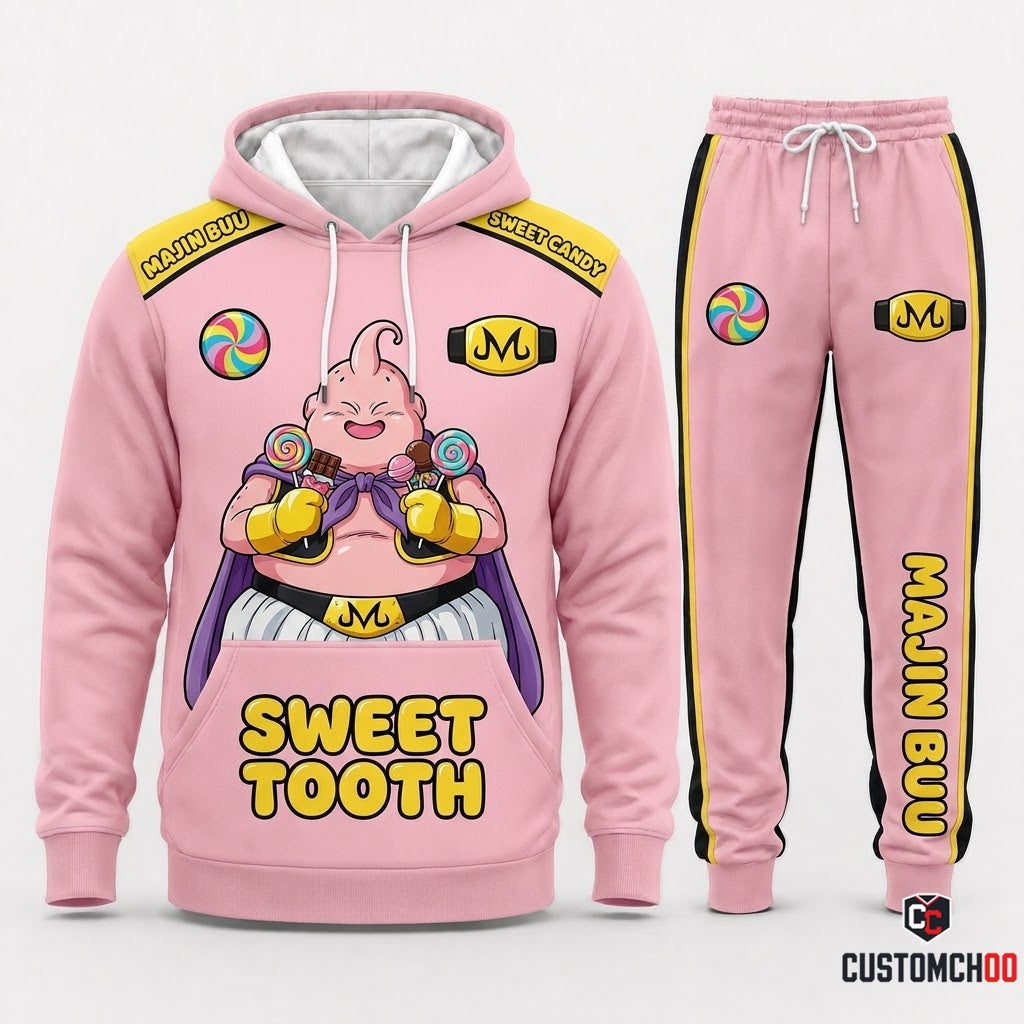 Majin Buu Anime Tracksuit Set - Hoodie & Jogger Pants - 02. Fat Buu Bubblegum