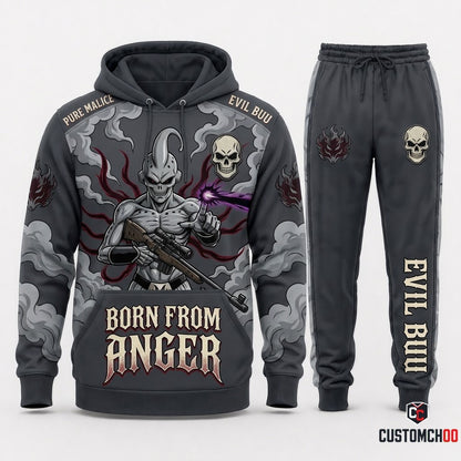 Majin Buu Anime Tracksuit Set - Hoodie & Jogger Pants - 06. Evil Grey Buu