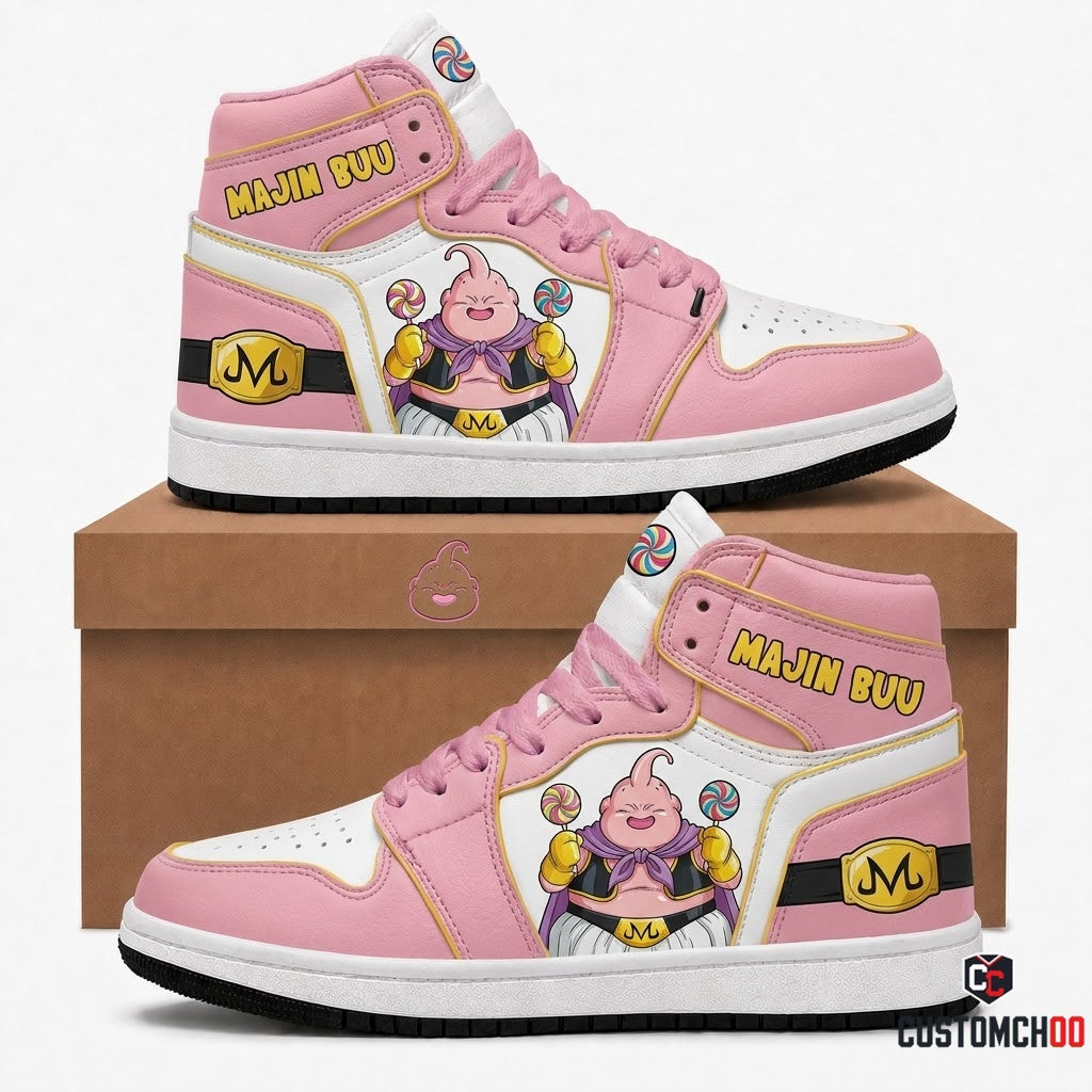 Majin Buu Anime Canvas High Top Sneakers - 02. Fat Buu Bubblegum