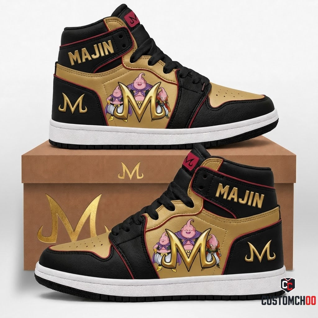 Majin Buu Anime Canvas High Top Sneakers - 04. Majin M Dark Gold