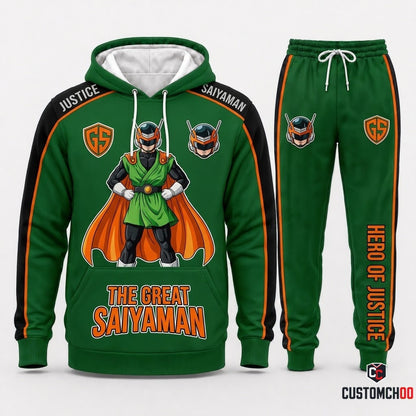 Gohan SSJ2 & Beast Anime Tracksuit Set - Hoodie & Jogger Pants - 03. Great Saiyaman Retro
