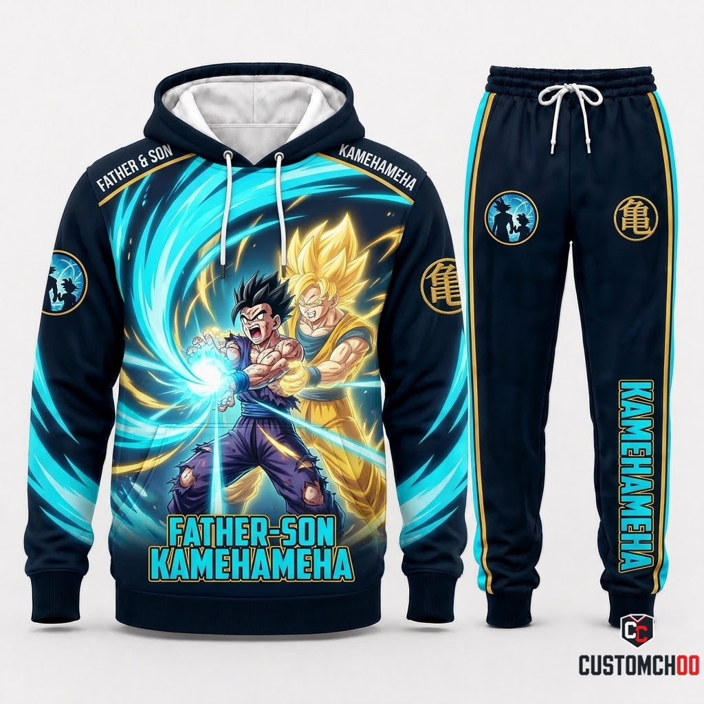 Gohan SSJ2 & Beast Anime Tracksuit Set - Hoodie & Jogger Pants - 04. Father Son Kamehameha