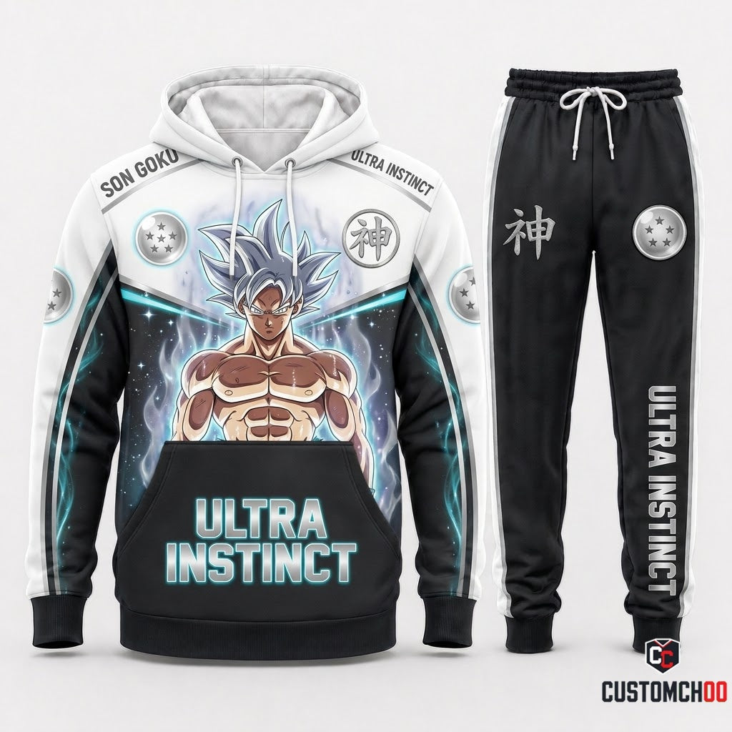 Son Goku Ultra Instinct Anime Tracksuit Set - Hoodie & Jogger Pants - 02. Ultra Instinct
