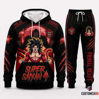 Son Goku Ultra Instinct Anime Tracksuit Set - Hoodie & Jogger Pants - 04. SSJ4 Primal Beast