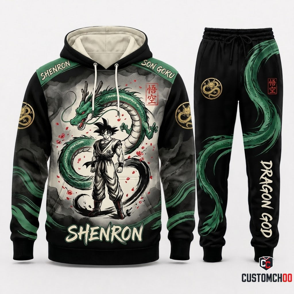 Son Goku Ultra Instinct Anime Tracksuit Set - Hoodie & Jogger Pants - 06. Sumie Dragon