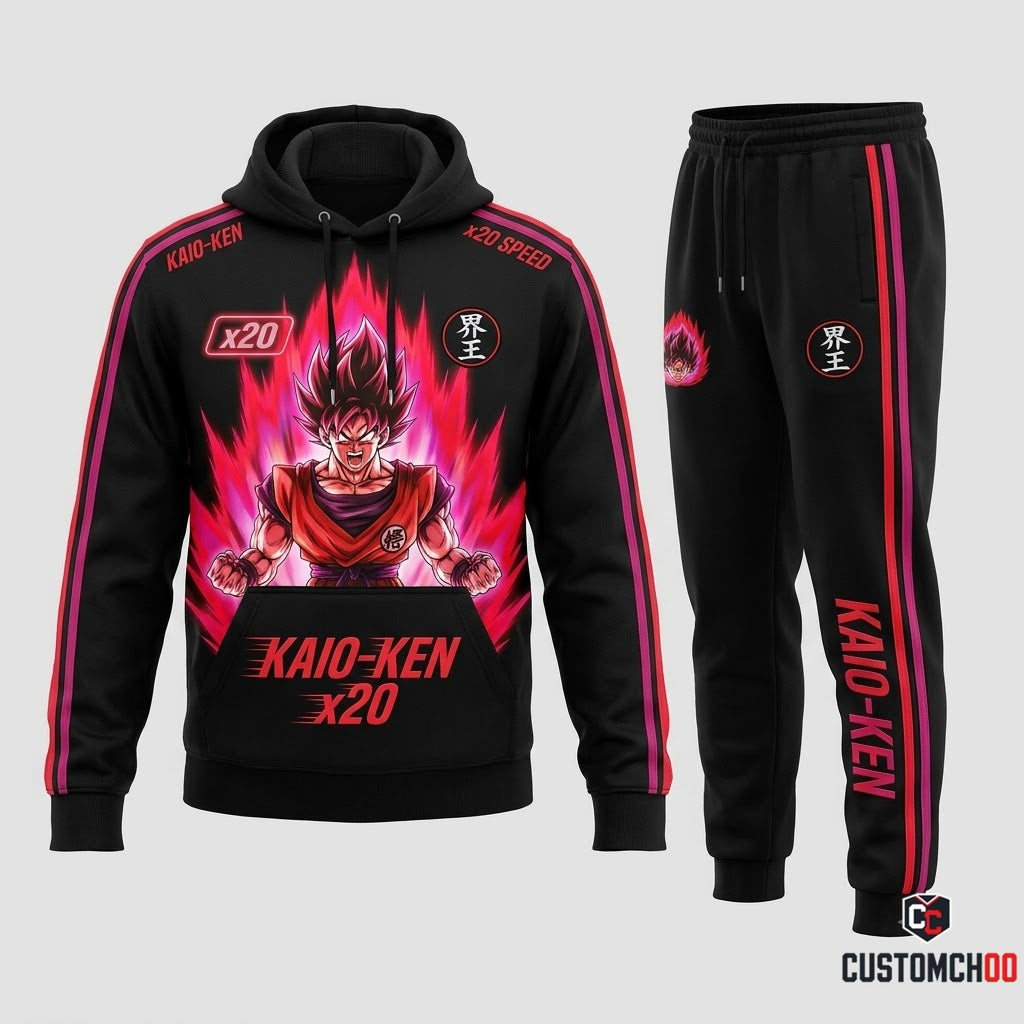 Son Goku Ultra Instinct Anime Tracksuit Set - Hoodie & Jogger Pants - 07. Kaioken Rush