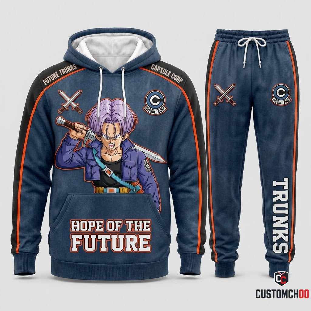 Future Trunks Sword Anime Tracksuit Set - Hoodie & Jogger Pants - 01. Capsule Denim Sword