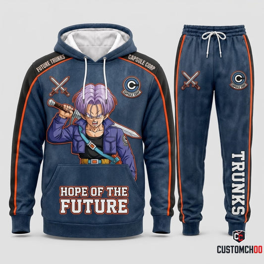 Future Trunks Sword Anime Tracksuit Set - Hoodie & Jogger Pants - 01. Capsule Denim Sword