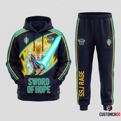 Future Trunks Sword Anime Tracksuit Set - Hoodie & Jogger Pants - 02. SSJ Rage