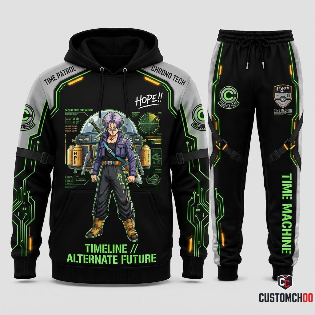 Future Trunks Sword Anime Tracksuit Set - Hoodie & Jogger Pants - 04. Time Machine Tech