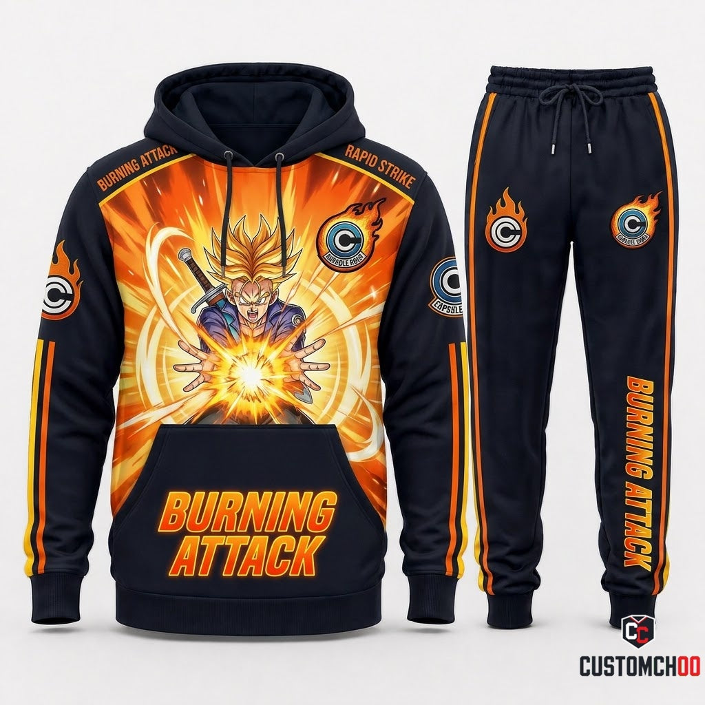 Future Trunks Sword Anime Tracksuit Set - Hoodie & Jogger Pants - 06. Burning Attack