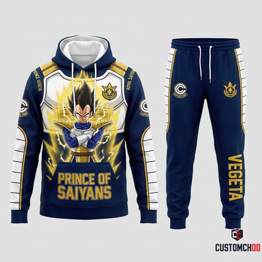 Vegeta Saiyan Prince Anime Tracksuit Set - Hoodie & Jogger Pants - 01. Royal Saiyan Armor