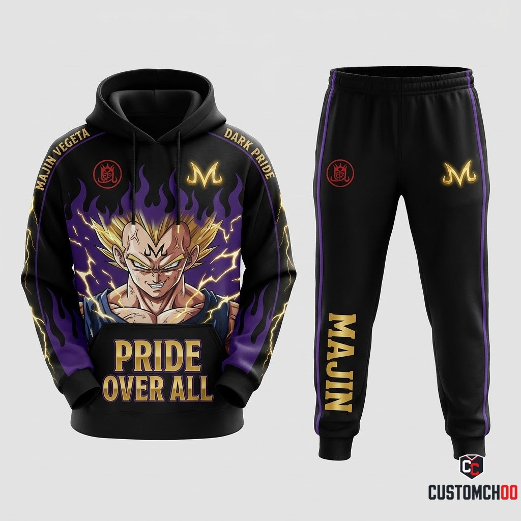 Vegeta Saiyan Prince Anime Tracksuit Set - Hoodie & Jogger Pants - 02. Majin Vegeta