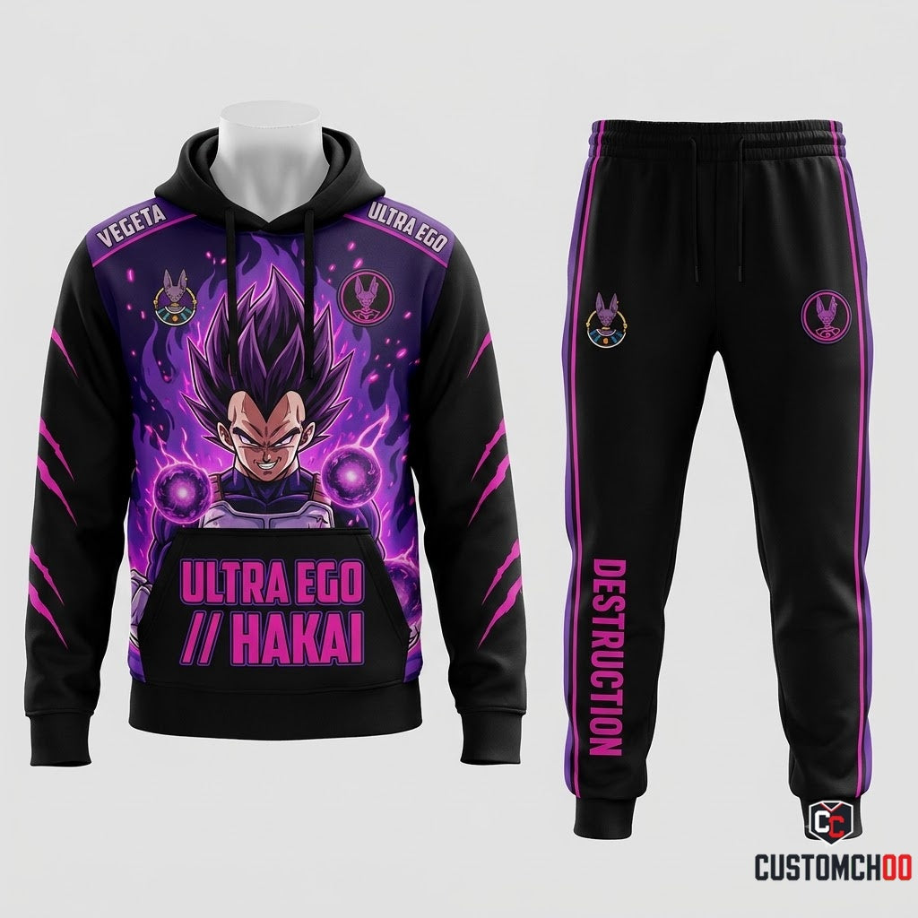 Vegeta Saiyan Prince Anime Tracksuit Set - Hoodie & Jogger Pants - 03. Ultra Ego