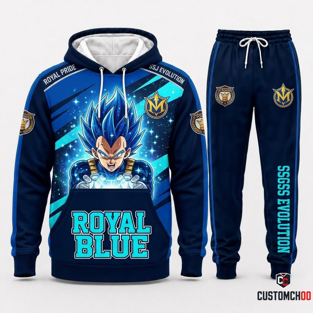 Vegeta Saiyan Prince Anime Tracksuit Set - Hoodie & Jogger Pants - 04. SSJ Blue Evolution
