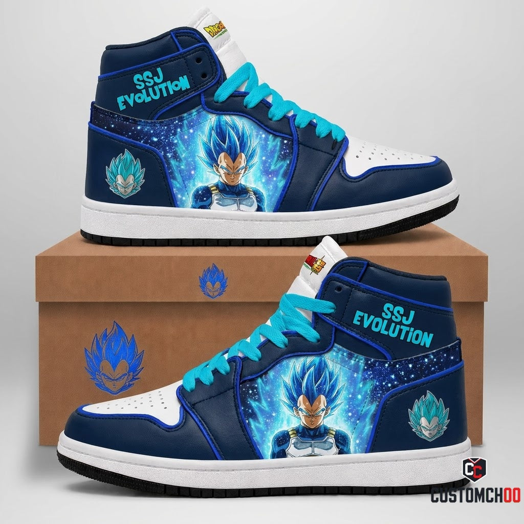 Vegeta Saiyan Prince Anime Canvas High Top Sneakers - 04. SSJ Blue Evolution