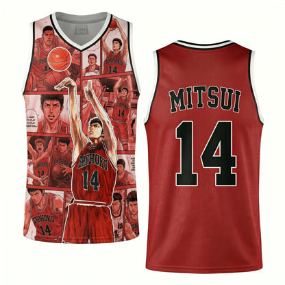 Custom Red Authentic Basketball Jersey, Japanese Anime Inspired Sports Jersey, Cosplay Fan Shirt