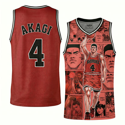 Custom Red Authentic Basketball Jersey, Japanese Anime Inspired Sports Jersey, Cosplay Fan Shirt