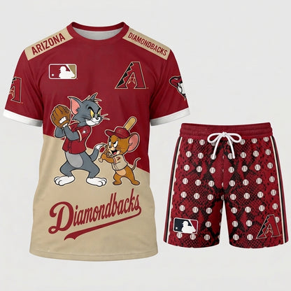 All USA Baseball Teams Inspired Fan Set, Graphic T-Shirt And Shorts Combo Outfit