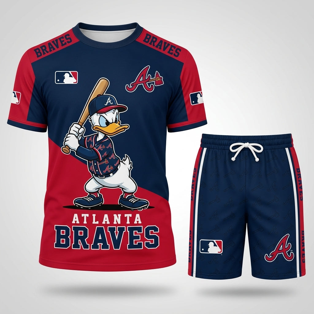 Cartoon Duck Baseball Fan T-Shirt And Shorts Set, Sport Outfit Combo | 30 Teams Available