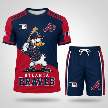 Cartoon Duck Baseball Fan T-Shirt And Shorts Set, Sport Outfit Combo | 30 Teams Available