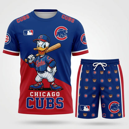 Cartoon Duck Baseball Fan T-Shirt And Shorts Set, Sport Outfit Combo | 30 Teams Available