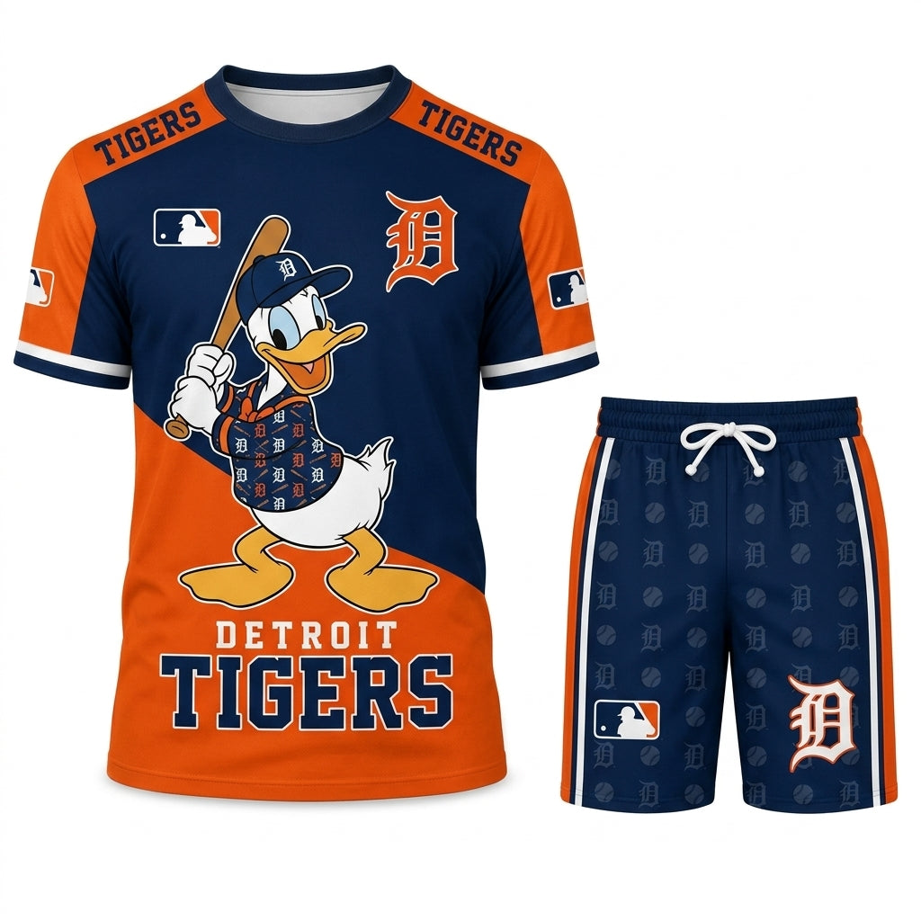 Cartoon Duck Baseball Fan T-Shirt And Shorts Set, Sport Outfit Combo | 30 Teams Available
