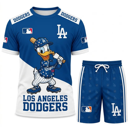 Cartoon Duck Baseball Fan T-Shirt And Shorts Set, Sport Outfit Combo | 30 Teams Available