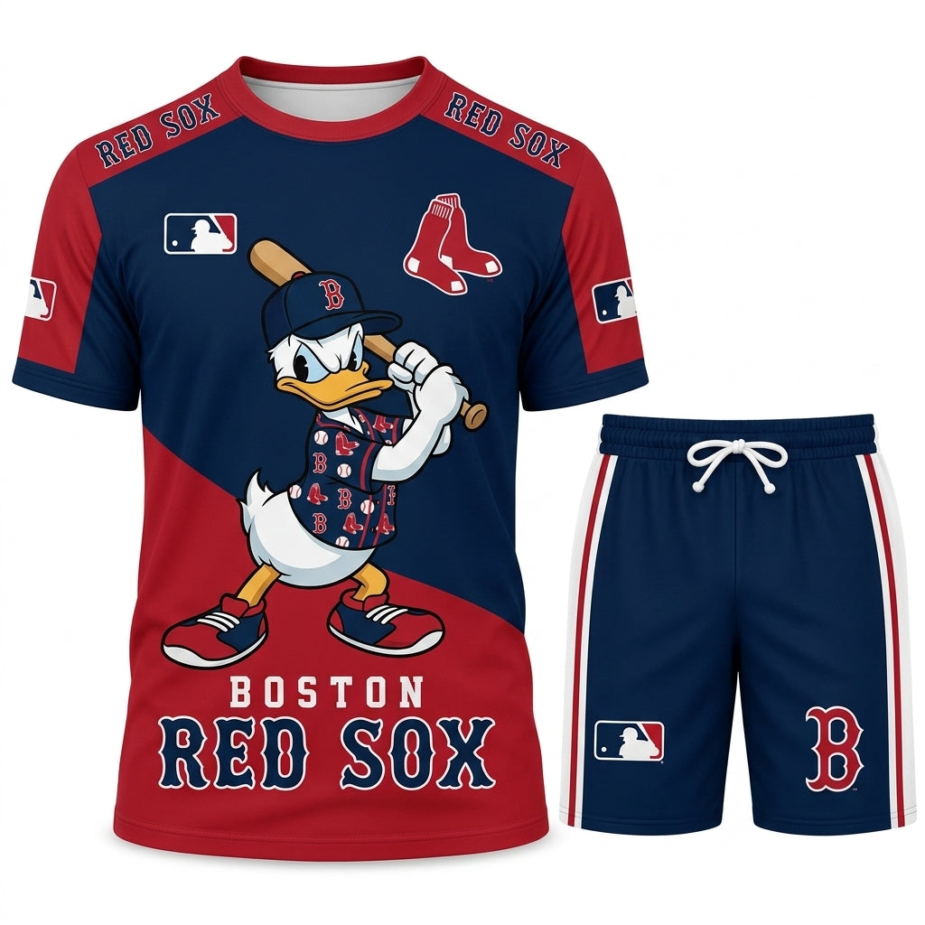 Cartoon Duck Baseball Fan T-Shirt And Shorts Set, Sport Outfit Combo | 30 Teams Available