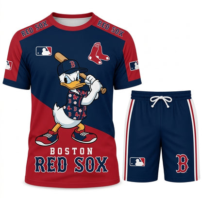 Cartoon Duck Baseball Fan T-Shirt And Shorts Set, Sport Outfit Combo | 30 Teams Available