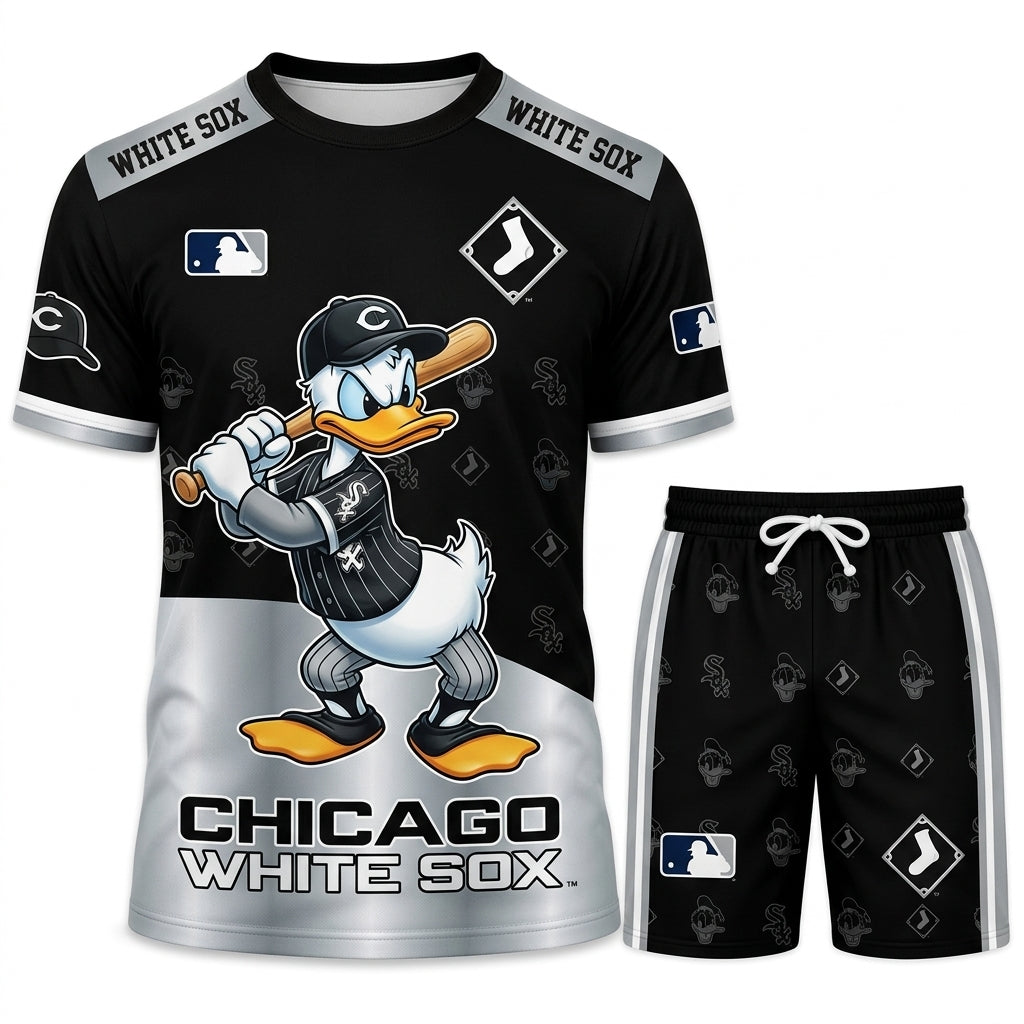 Cartoon Duck Baseball Fan T-Shirt And Shorts Set, Sport Outfit Combo | 30 Teams Available