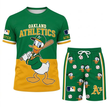 Cartoon Duck Baseball Fan T-Shirt And Shorts Set, Sport Outfit Combo | 30 Teams Available