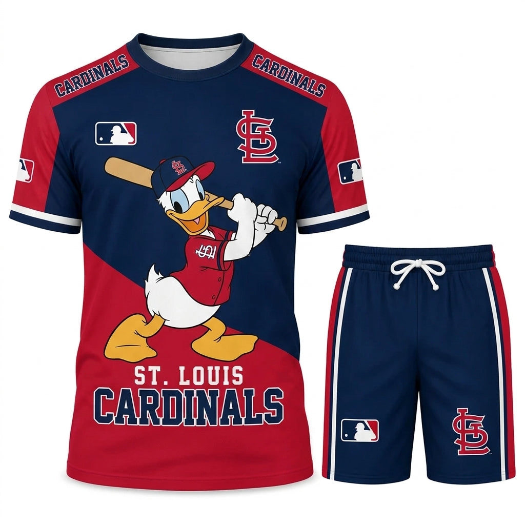 Cartoon Duck Baseball Fan T-Shirt And Shorts Set, Sport Outfit Combo | 30 Teams Available