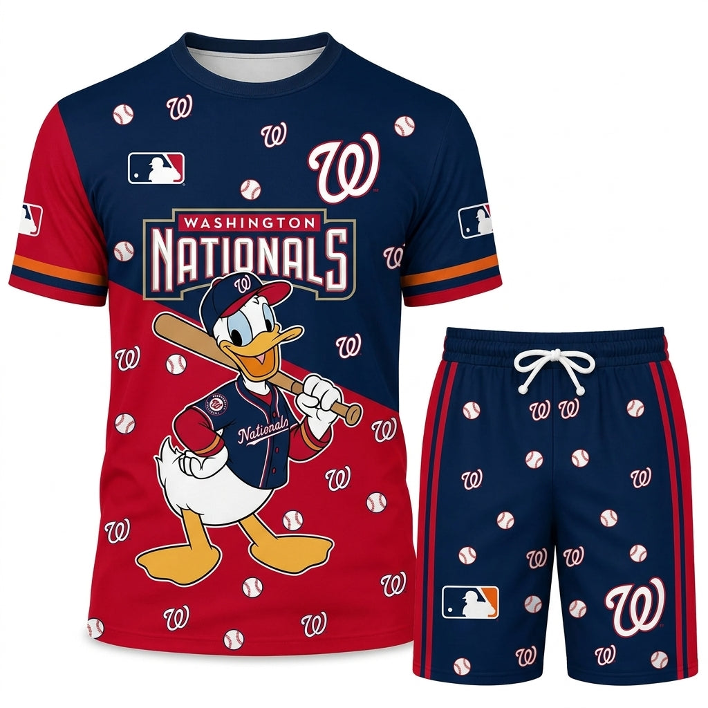 Cartoon Duck Baseball Fan T-Shirt And Shorts Set, Sport Outfit Combo | 30 Teams Available